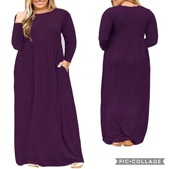 plum long sleeve maxi dress